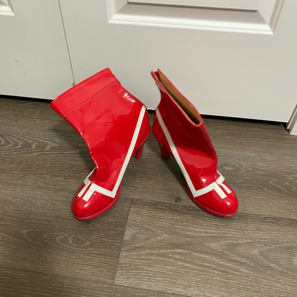 Zero two cosplay Patent Mid-Calf Heeled Boots